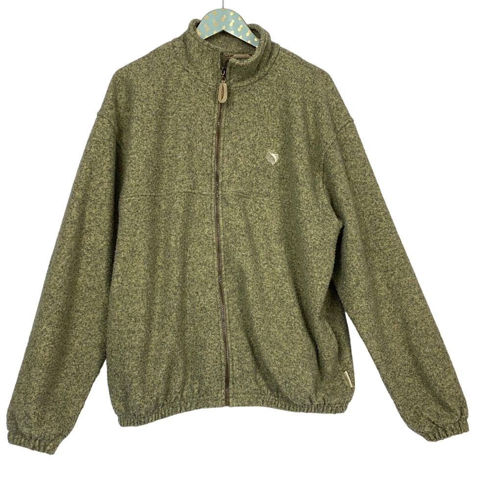 Straight Down Fleece Jacket Mens Large Green Full‎ Zip Pockets Golf Lightweight